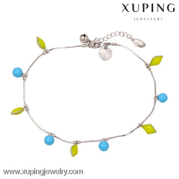 Bracelets de cheville de couleur argent sterling 73547-925, bracelets de cheville en argent pour femmes, bracelet de cheville coloré pour la danse indienne